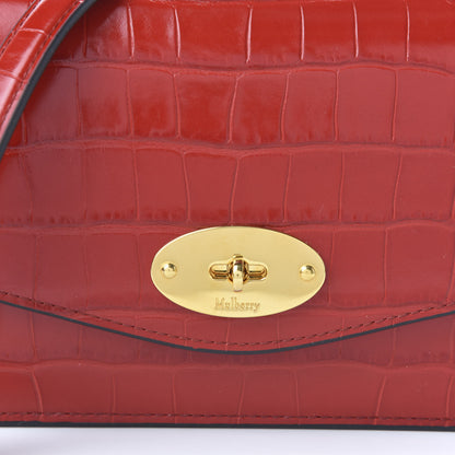Mulberry Crocodile Embossed Calfskin Small Darley Red Berry 9 of 9