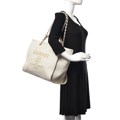 Chanel Canvas Large Deauville Tote Ivory 2 of 9