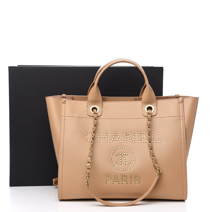 Chanel Caviar Small Studded Deauville Tote Beige 9 of 9