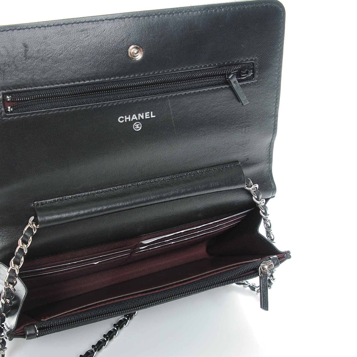 Chanel Lambskin Quilted Wallet On Chain WOC Black 5 of 9