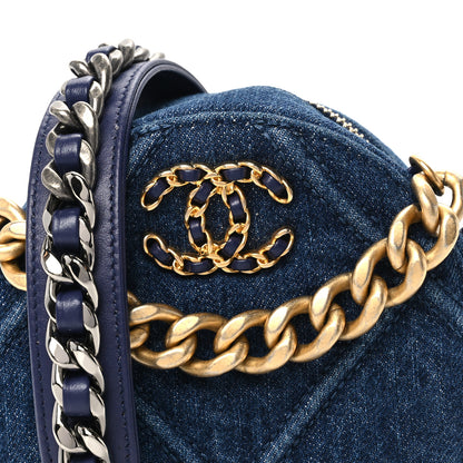 Chanel Denim Quilted Chanel 19 Round Clutch With Chain Blue 8 of 11
