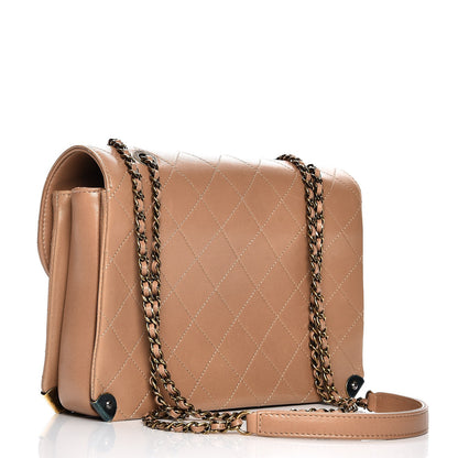 Chanel Shiny Lambskin Quilted Around The Corner Flap Beige 3 of 9