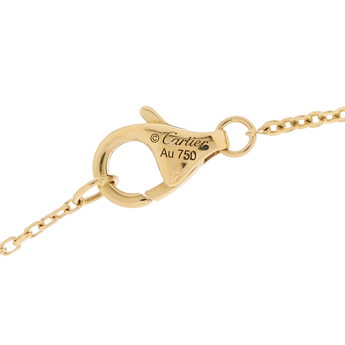 18K Yellow Gold Diamond Mother of Pearl XS Amulette de Cartier Pendant Necklace