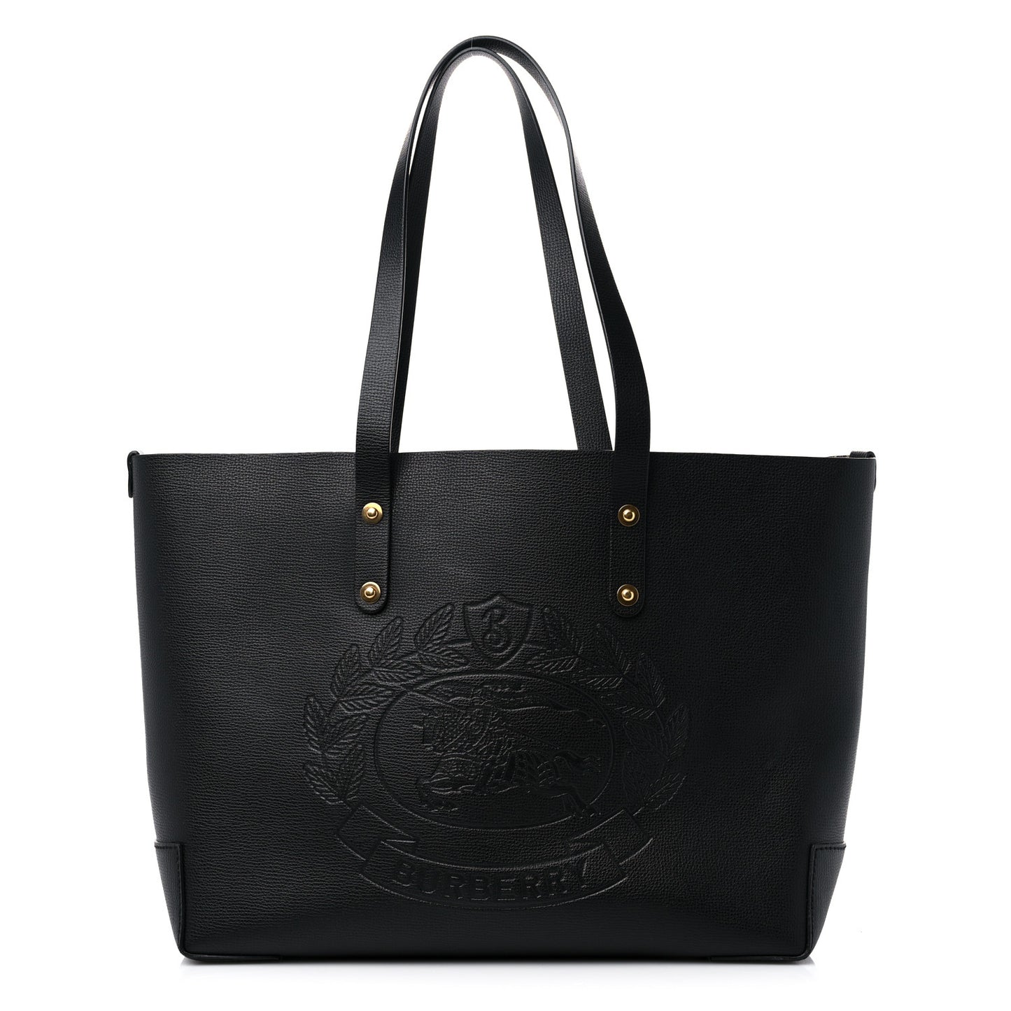 Calfskin Crest Embossed Small Tote Black
