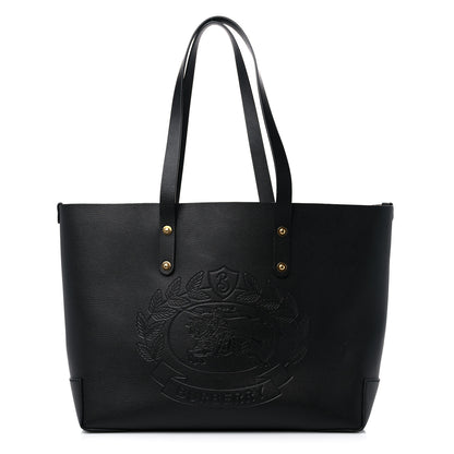 Burberry Calfskin Crest Embossed Small Tote Black 1 of 9