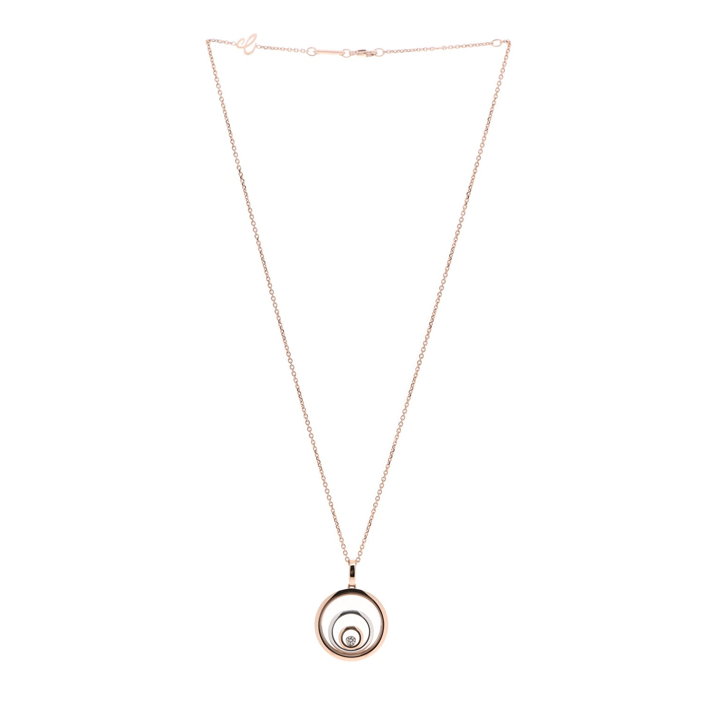 18K Rose White Gold Diamond Happy Spirit Pendant Necklace