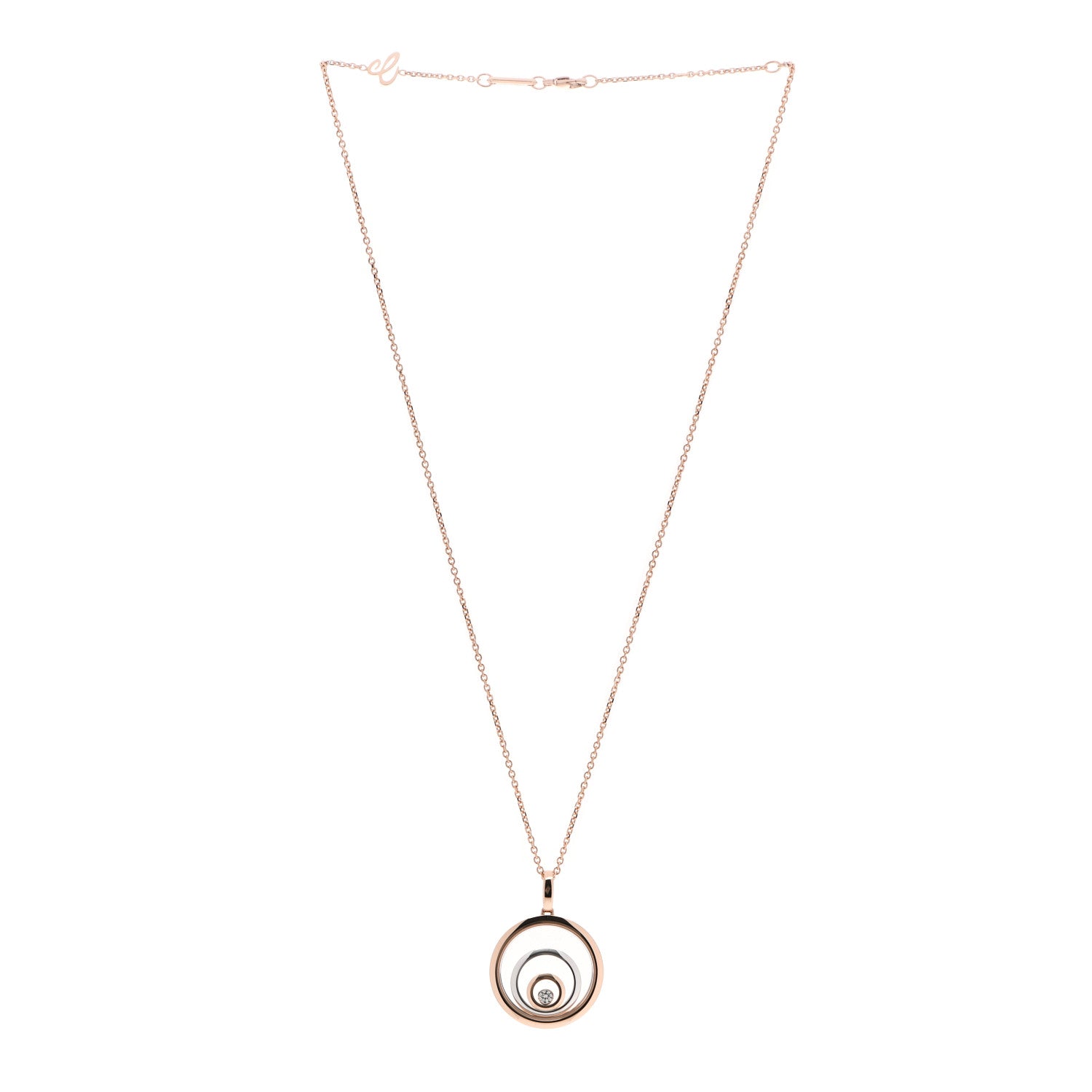 Chopard 18K Rose White Gold Diamond Happy Spirit Pendant Necklace 3 of 6