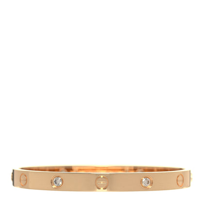 Cartier 18K Yellow Gold 4 Diamond LOVE Bracelet 17 3 of 6