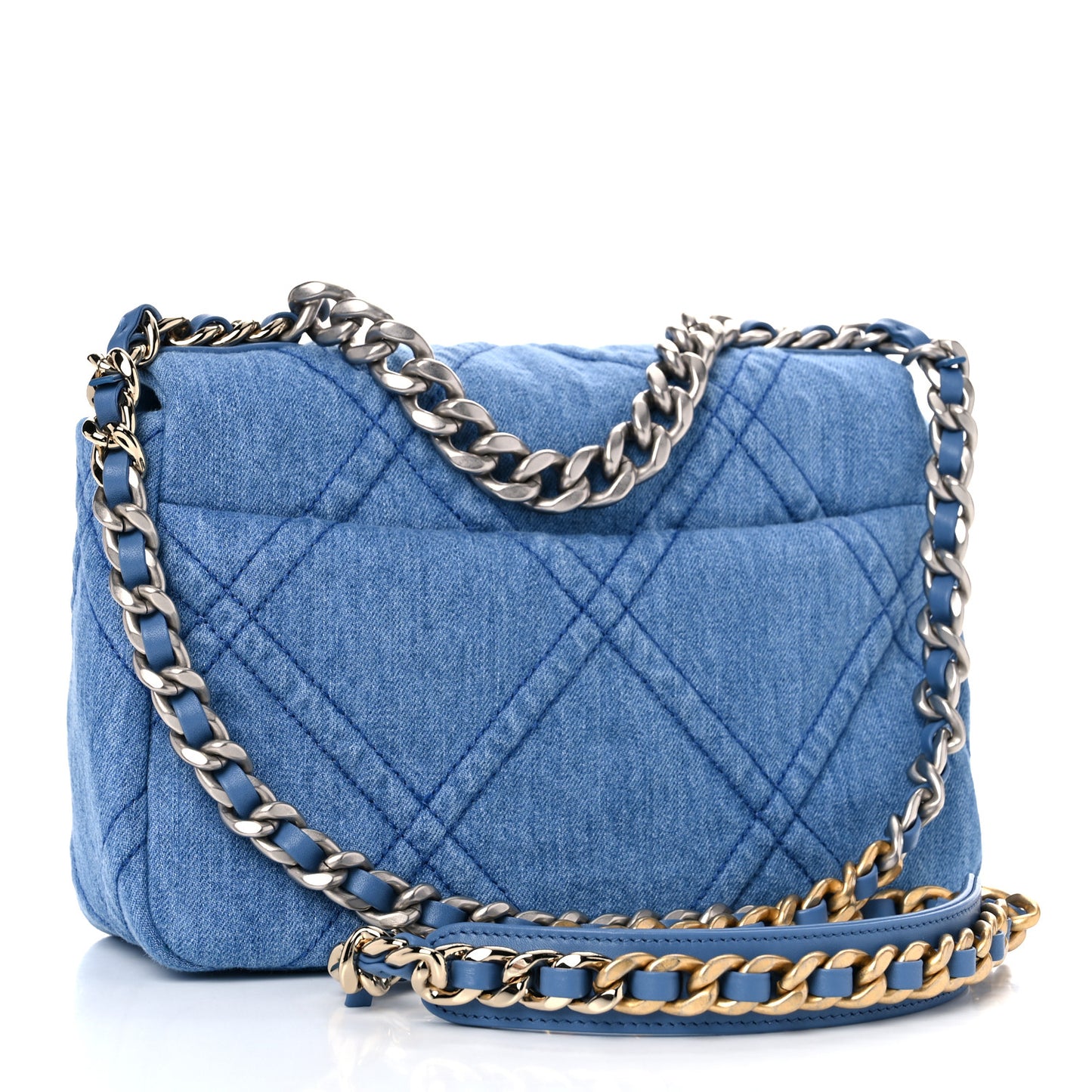 Denim Quilted Medium Chanel 19 Flap Blue
