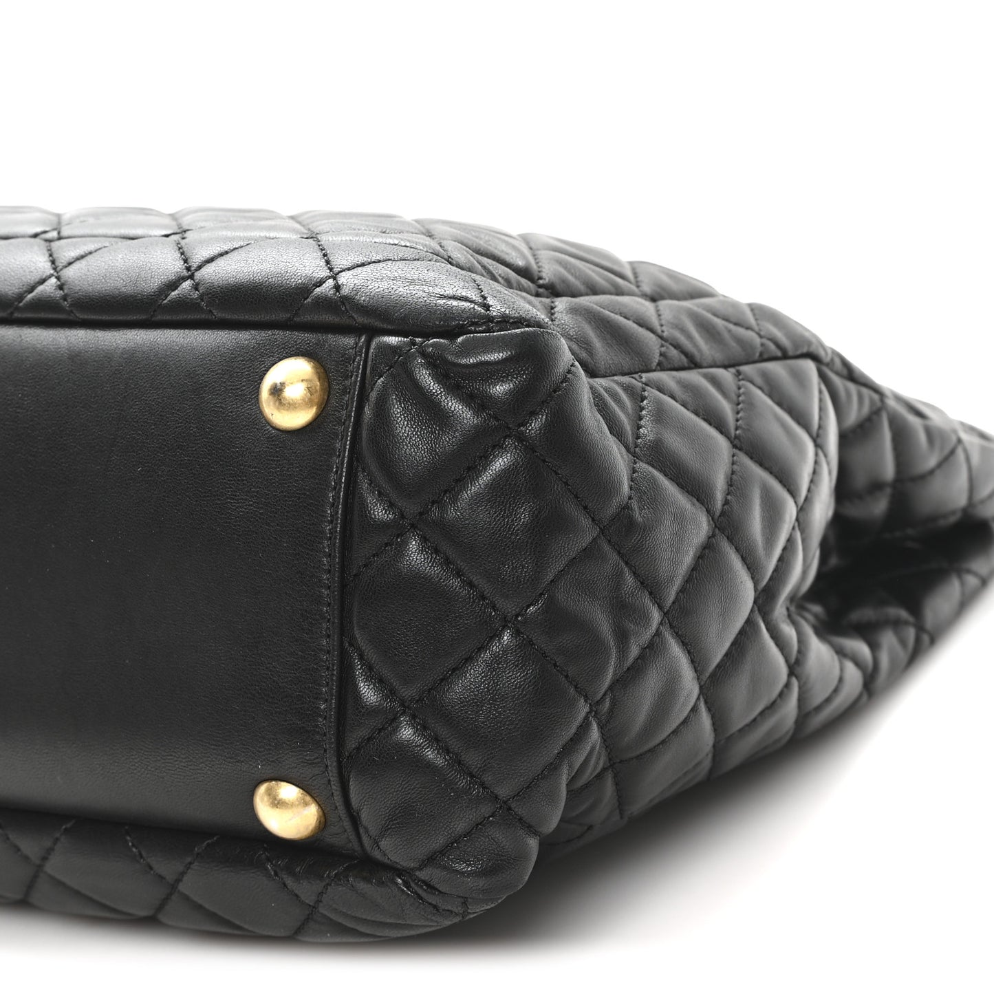 Lambskin Quilted Large Tote Black
