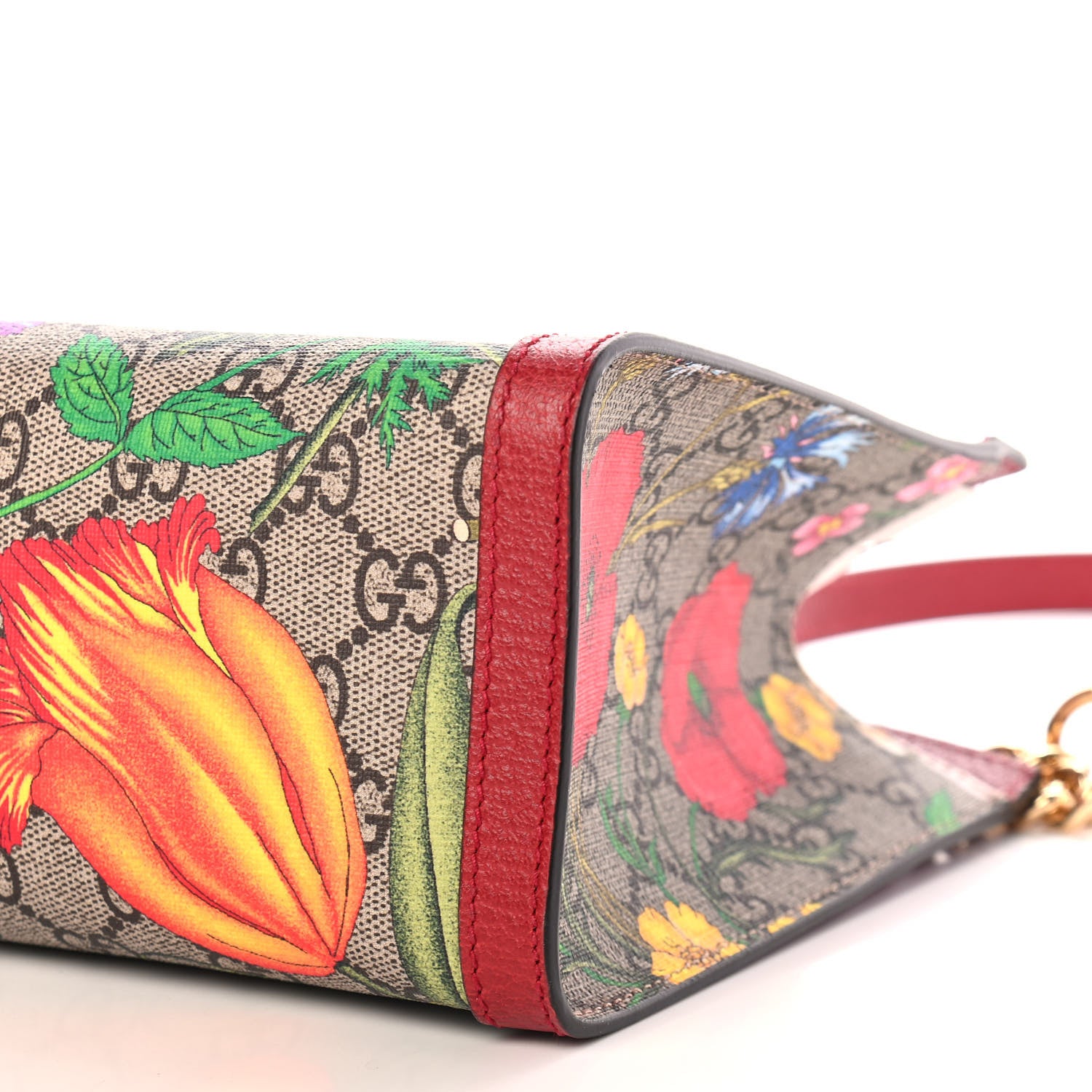 Gucci GG Supreme Monogram Flora Small Padlock Tote Red 10 of 10