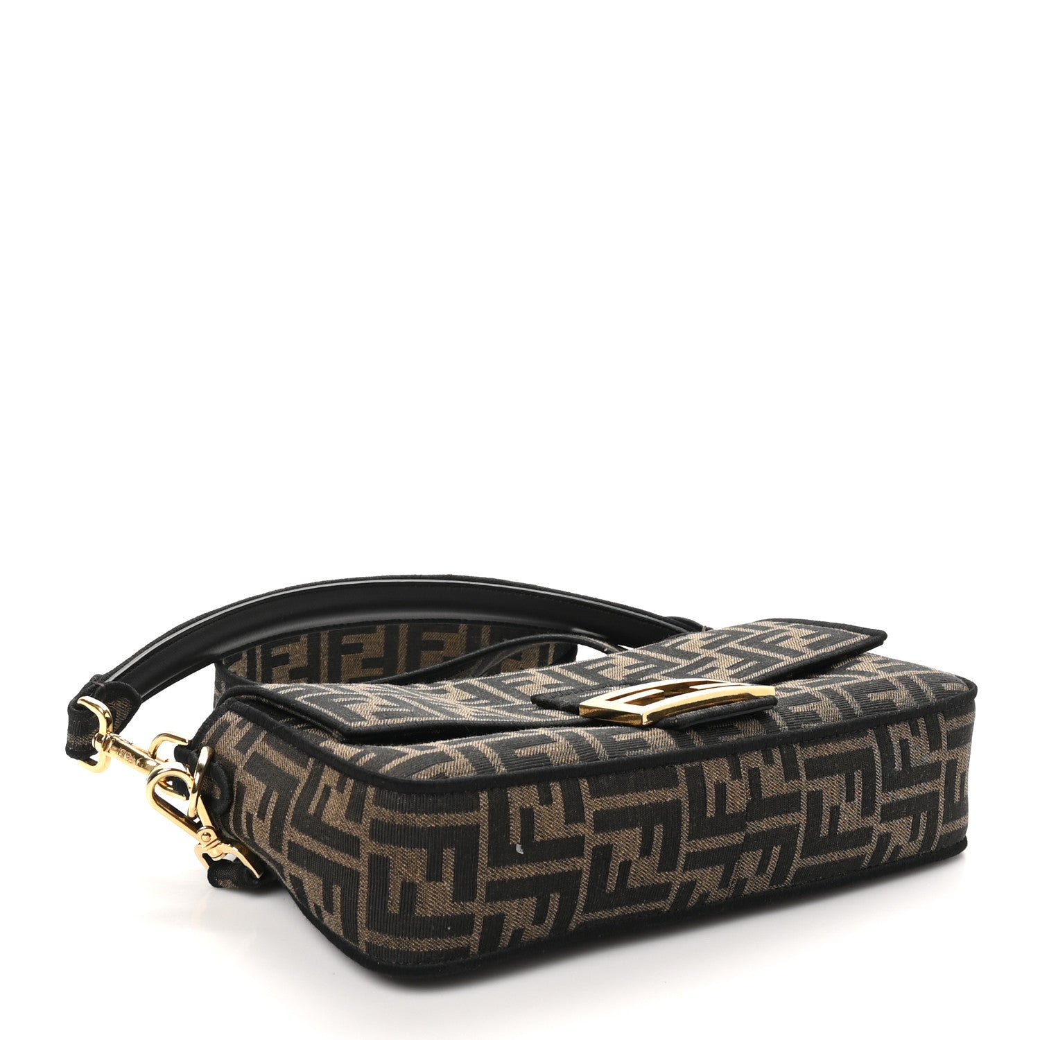 Fendi Fabric Jacquard FF 1974 Medium Baguette Tobacco Moro Black