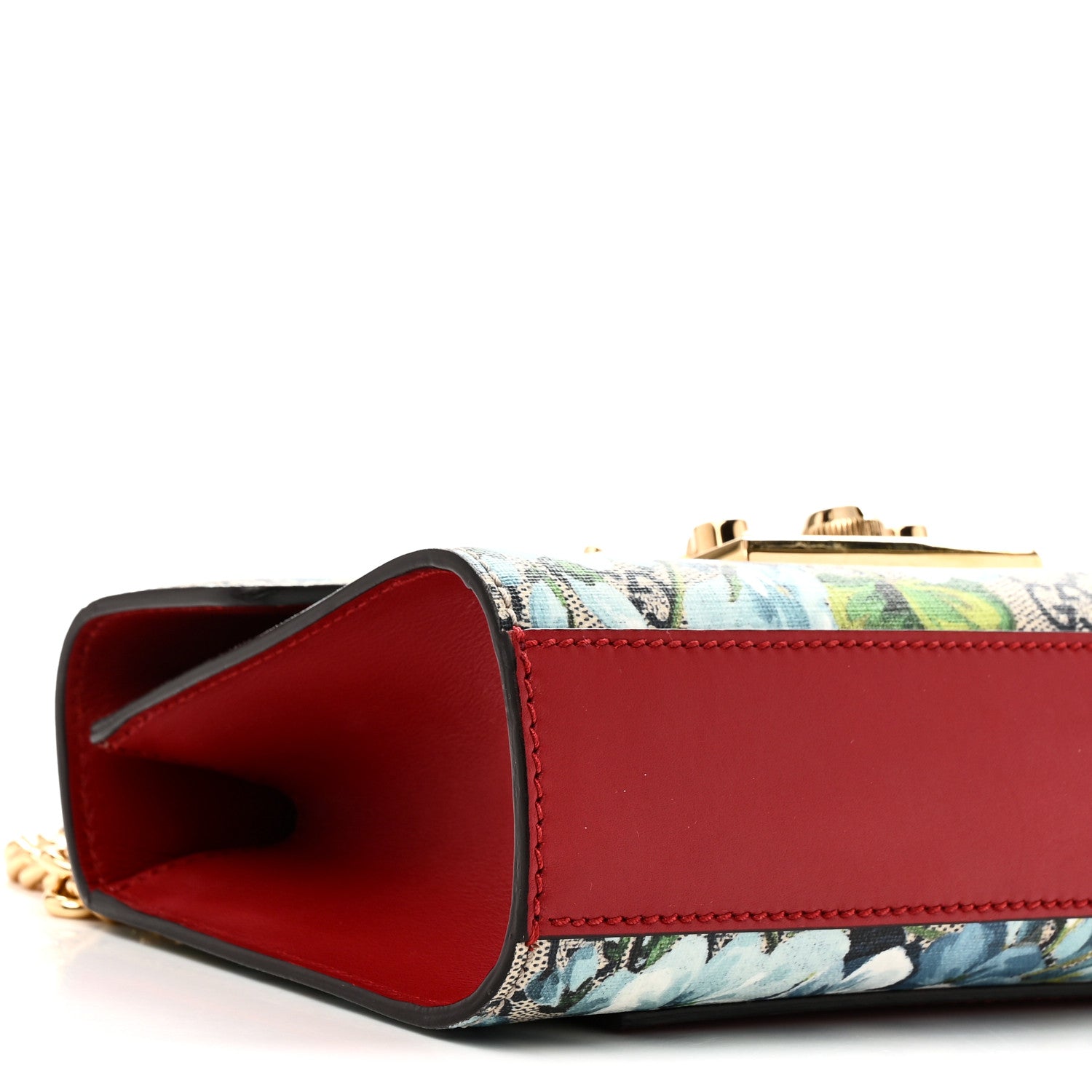 Gucci GG Supreme Monogram Blooms Small Padlock Shoulder Bag Beige Blue Navy Hibiscus Red 9 of 10