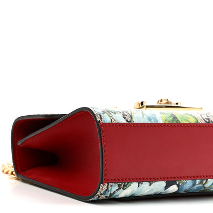 Gucci GG Supreme Monogram Blooms Small Padlock Shoulder Bag Beige Blue Navy Hibiscus Red 9 of 10