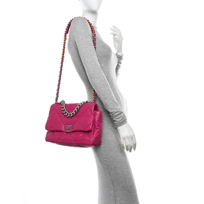 Chanel Lambskin Quilted Large Chanel 19 Flap Dark Pink 5 of 10