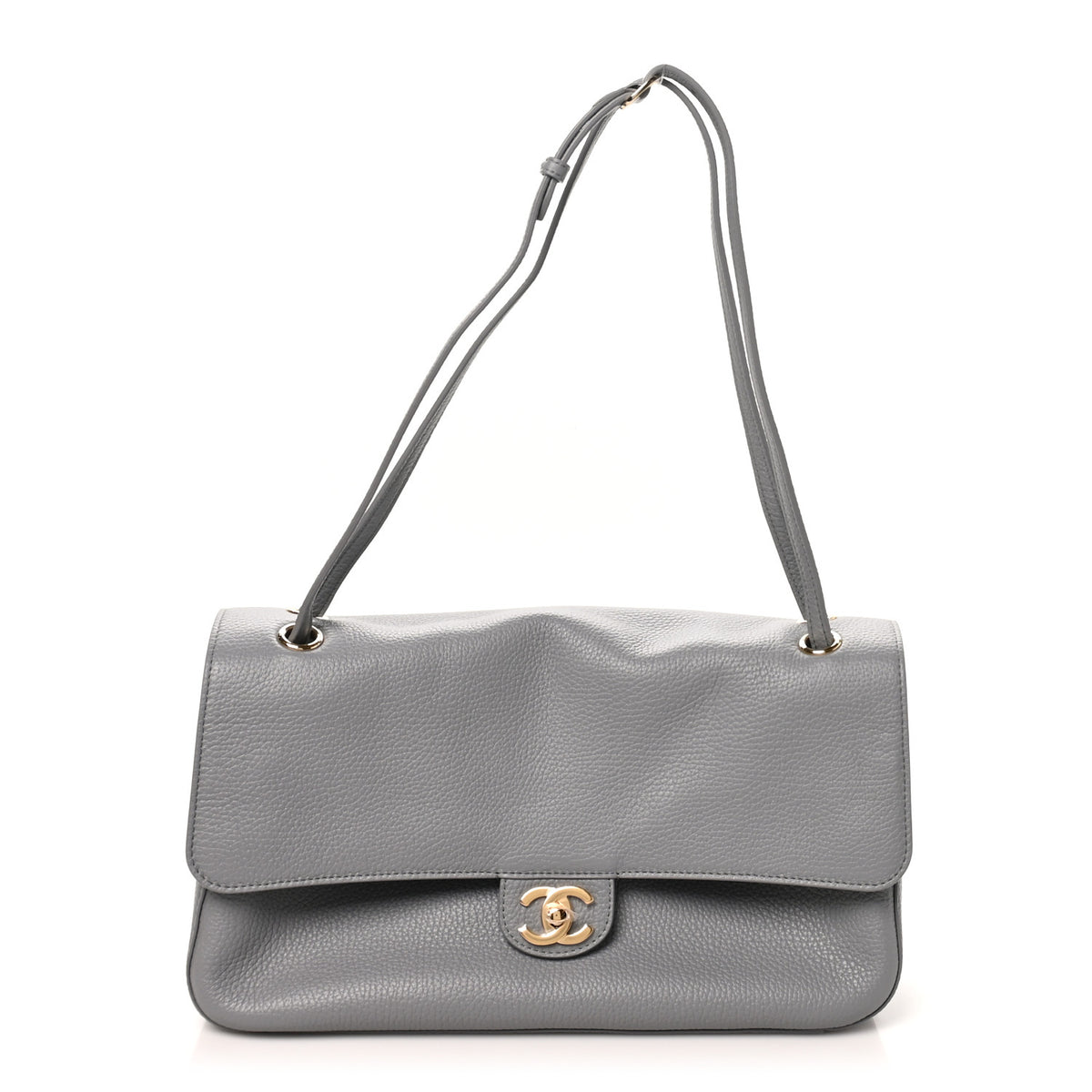 Grained Calfskin Small Souplissimo Maxi Flap Grey