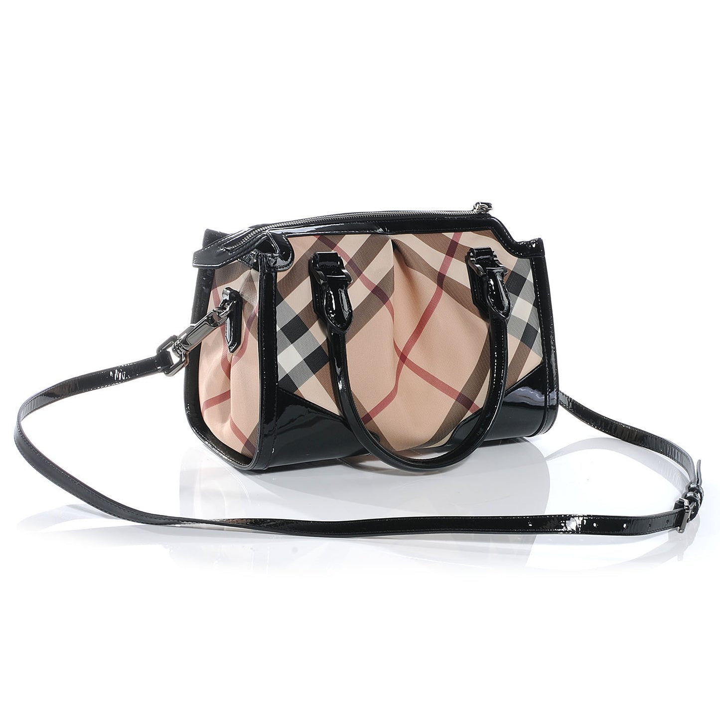 Patent Nova Check Pilgrim Tote Black