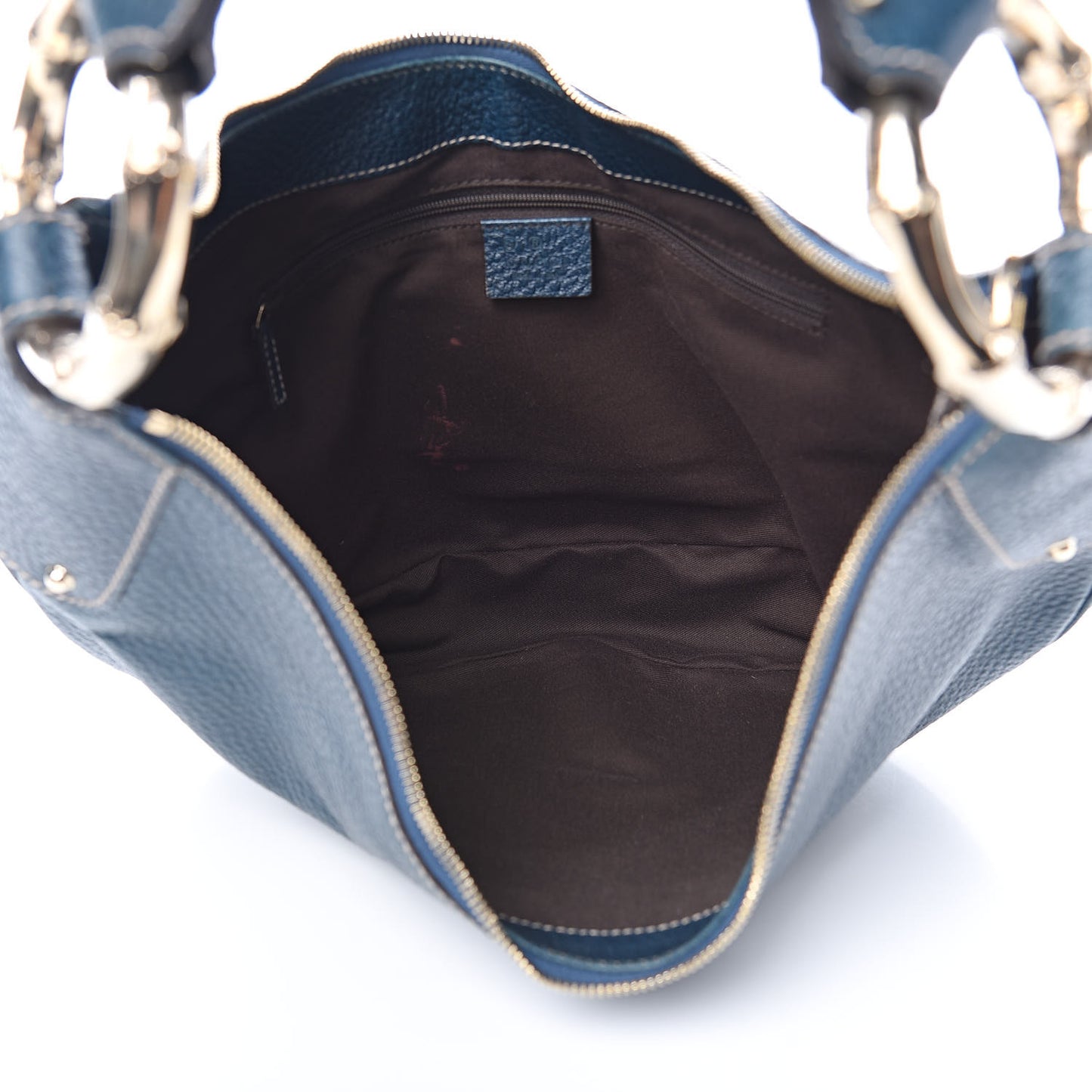 Calfskin Half Moon Bamboo Ring Hobo Blue