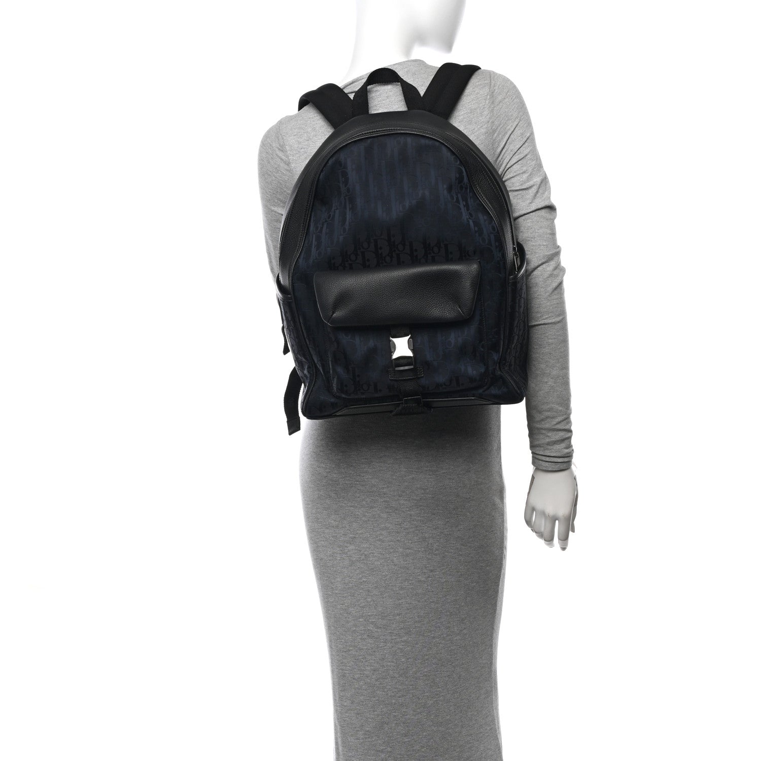 Christian Dior Grained Calfskin Nylon Oblique Explorer Backpack Black 2 of 14