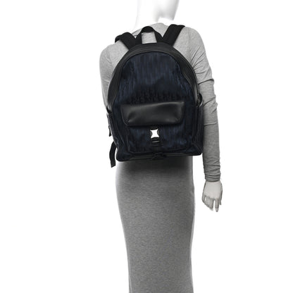 Christian Dior Grained Calfskin Nylon Oblique Explorer Backpack Black 2 of 14