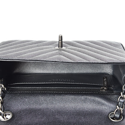 Chanel Iridescent Caviar Chevron Quilted Mini Rectangular Flap Black 4 of 10