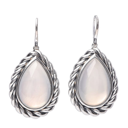 David Yurman Sterling Silver Moon Quartz Cable Drop Earrings 1 of 4