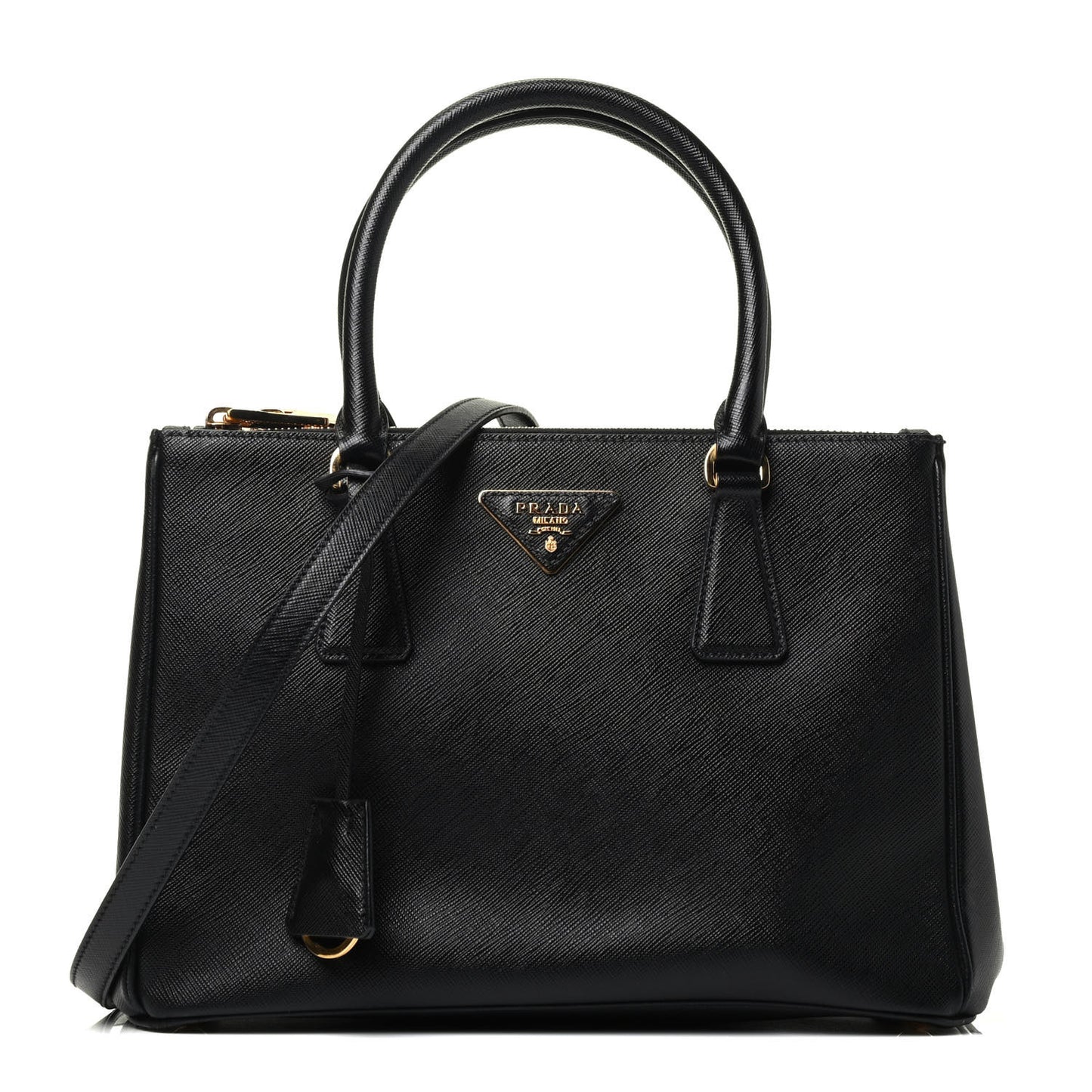 Saffiano Small Galleria Double Zip Tote Black