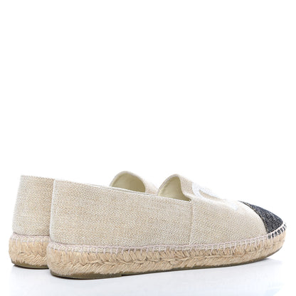 Chanel Toile Sequin CC Espadrilles 42 Beige Black 4 of 12