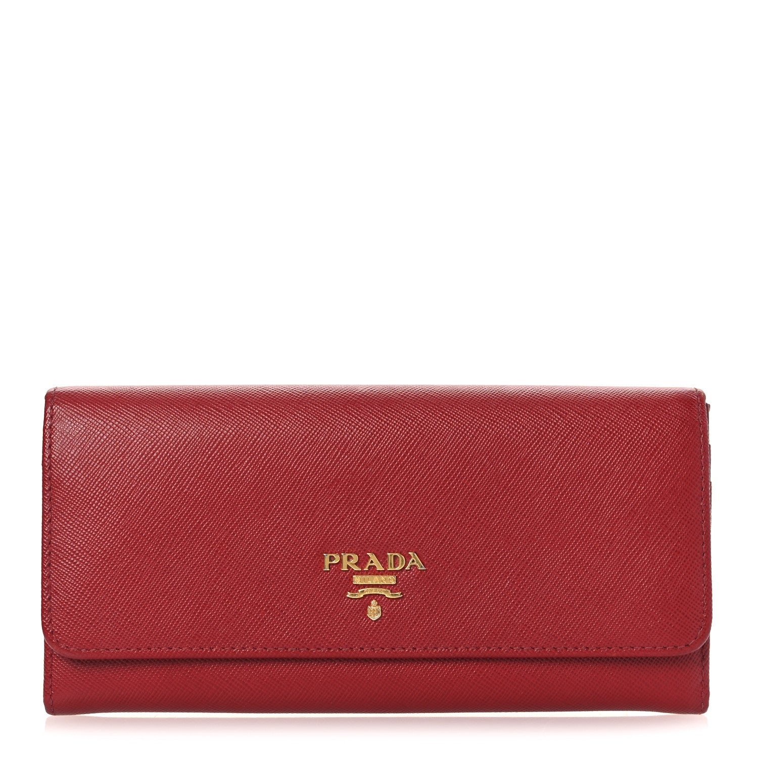 Prada Saffiano Metal Continental Flap Wallet Fuoco 1 of 9