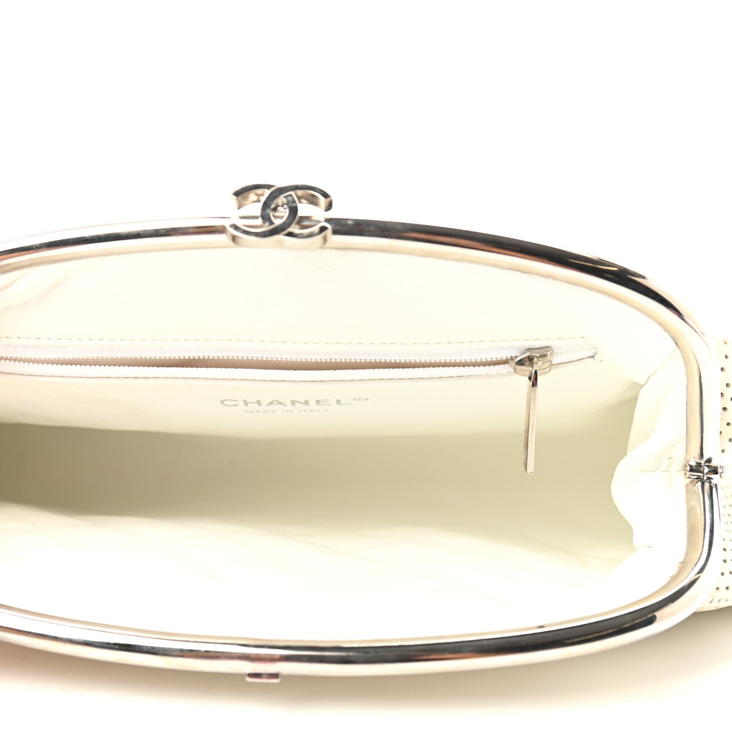 Lambskin Perforated Timeless Clutch White