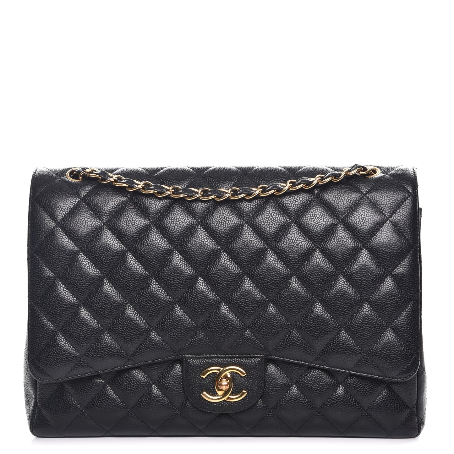 Caviar Quilted Maxi Double Flap Black