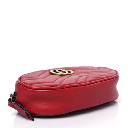 Gucci Calfskin Matelasse GG Marmont Belt Bag 75 30 Hibiscus Red 3 of 9