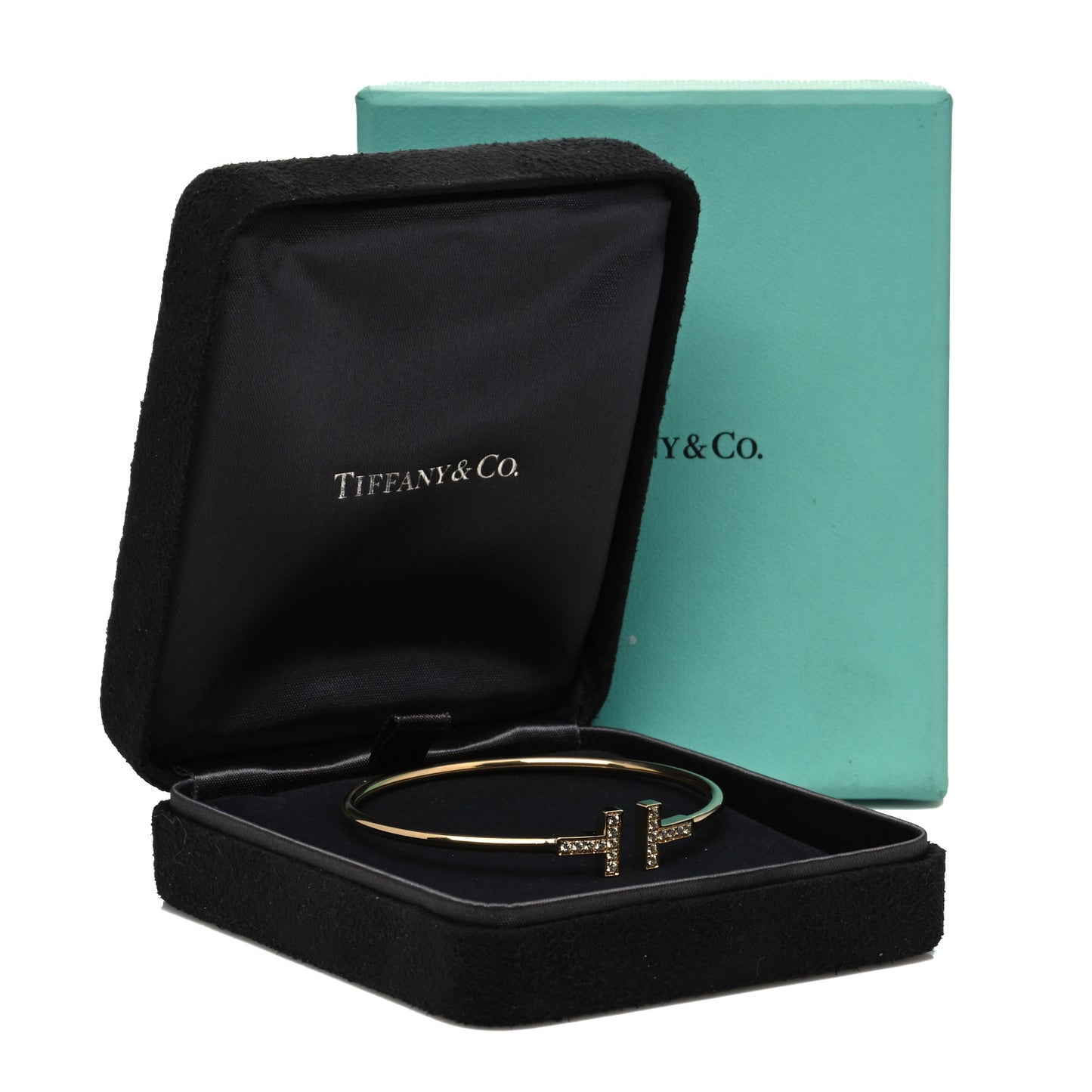 18K Yellow Gold Diamond T Wire Bracelet