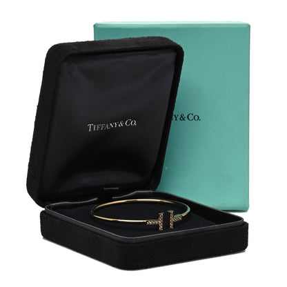 Tiffany 18K Yellow Gold Diamond T Wire Bracelet 4 of 4