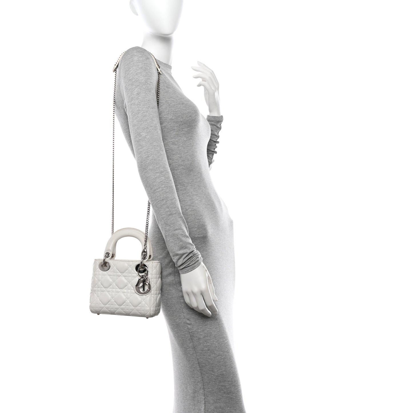 Lambskin Cannage Mini Lady Dior White