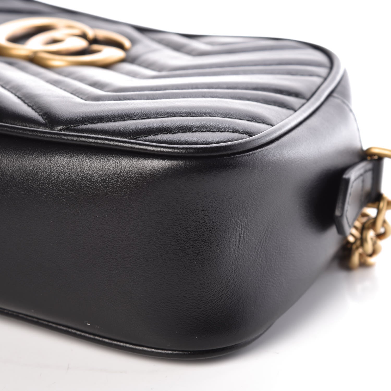 Gucci Calfskin Matelasse Small GG Marmont Chain Shoulder Bag Black 9 of 9