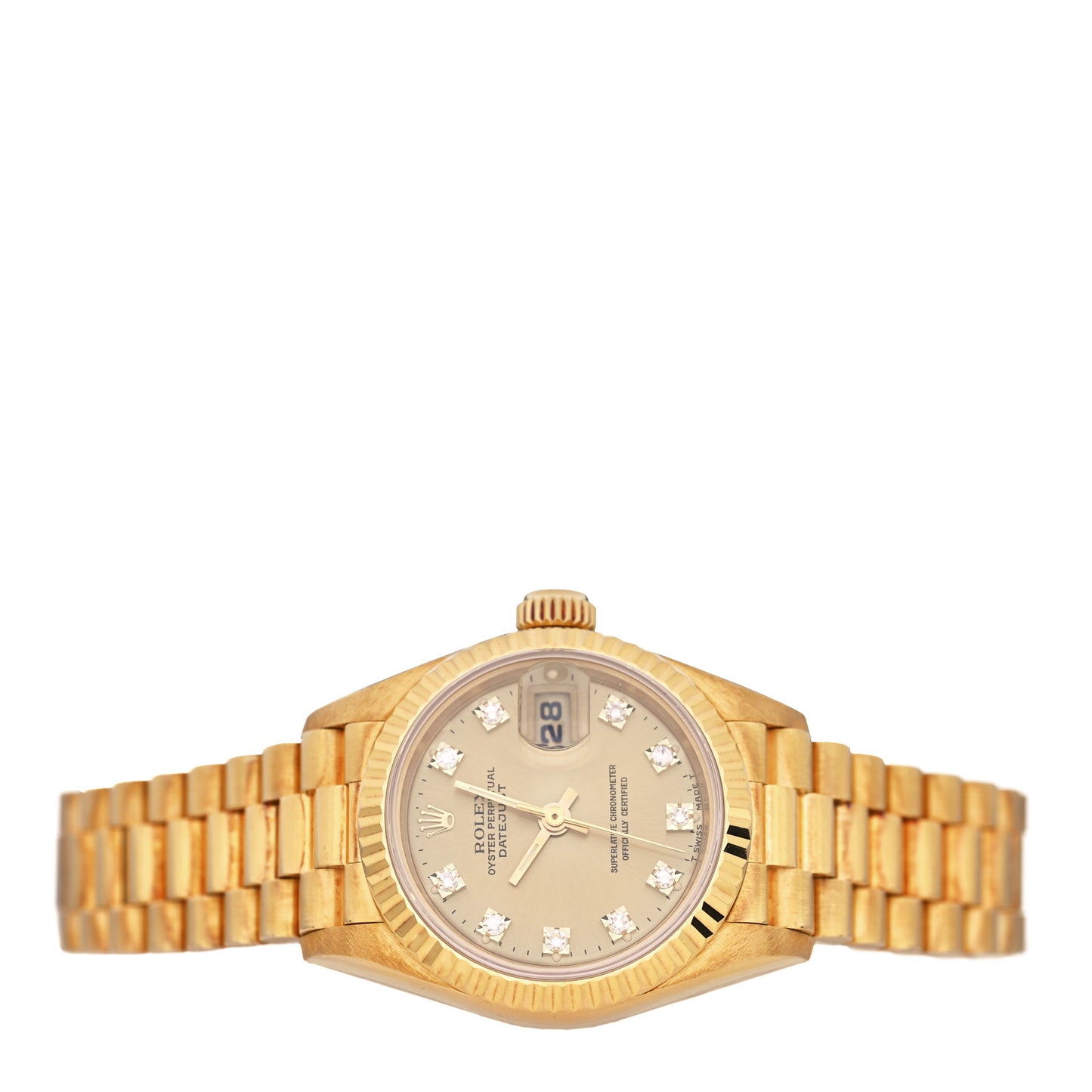 18K Yellow Gold Diamond 26mm Datejust President Watch Champagne 69178