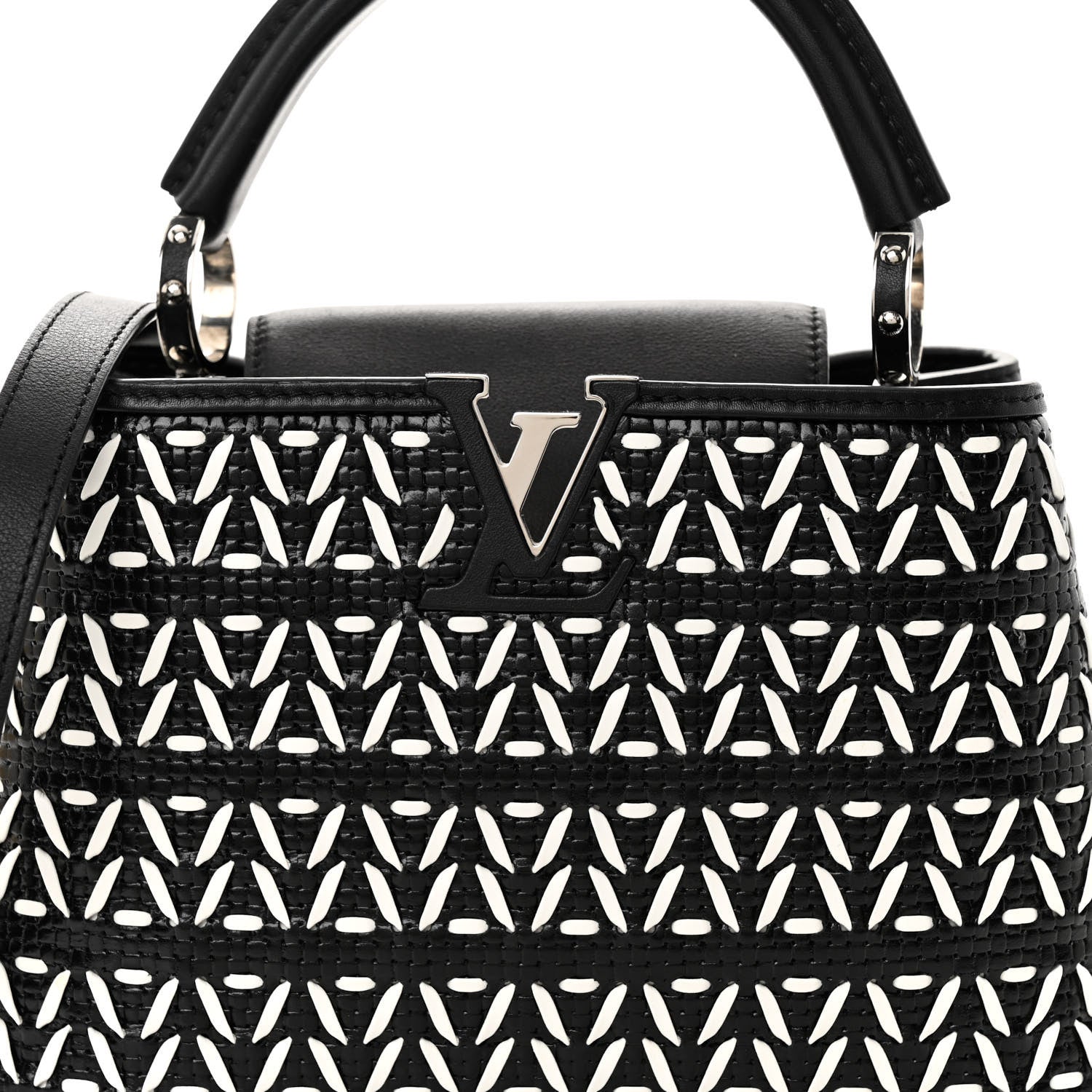Louis Vuitton Calfskin Plaited Capucines BB Black 7 of 9