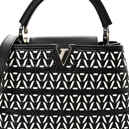 Louis Vuitton Calfskin Plaited Capucines BB Black 7 of 9