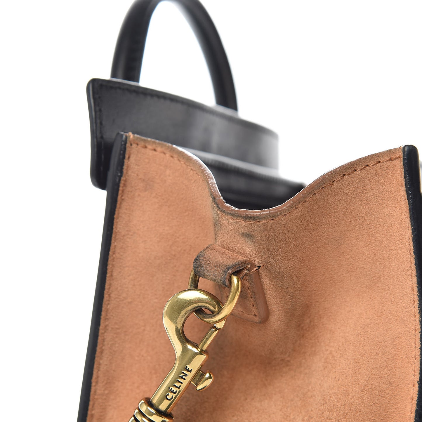 Satin Calfskin Suede Nano Tri-Color Luggage Seashell