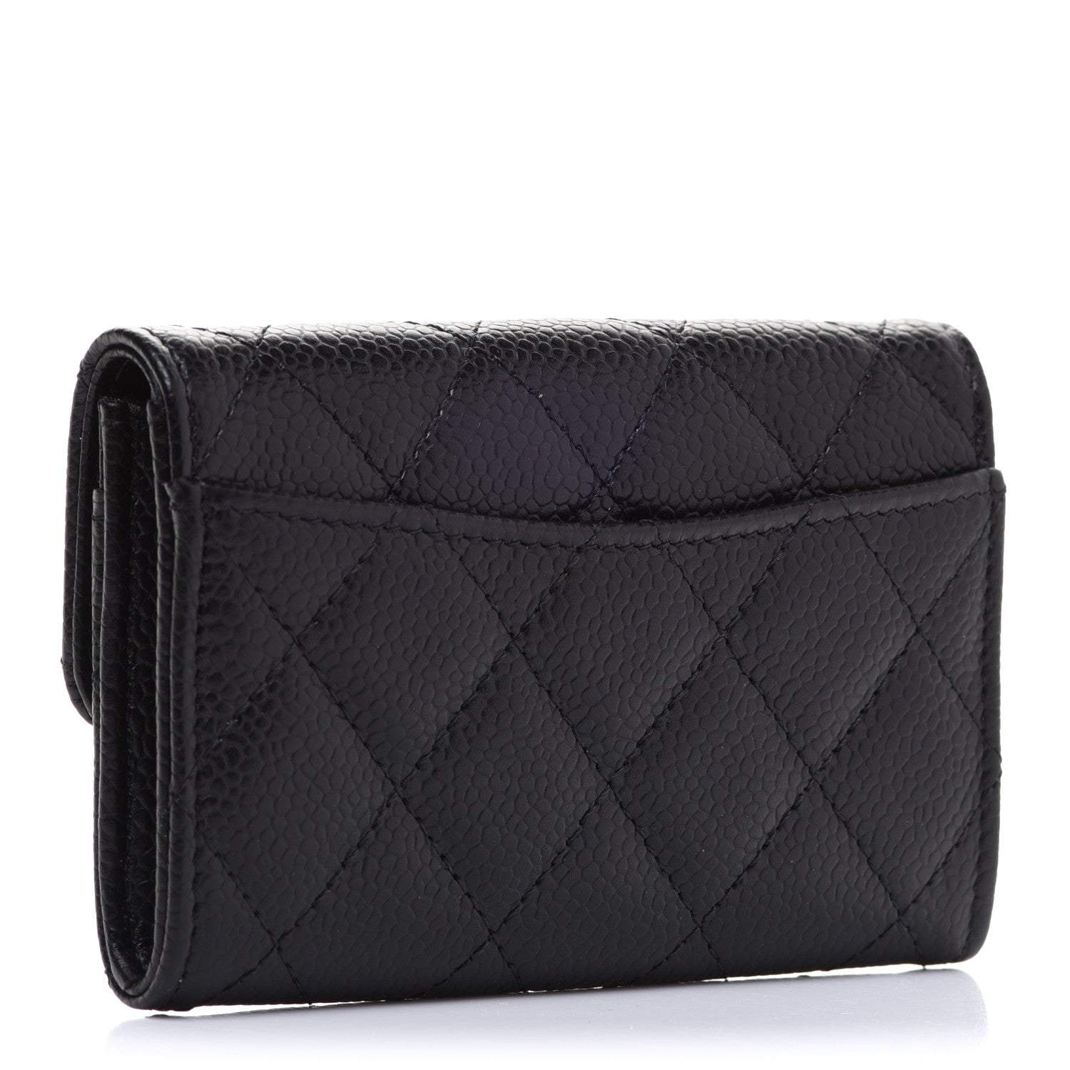 Chanel Caviar Quilted Flap Card Holder Wallet Black 3 of 9