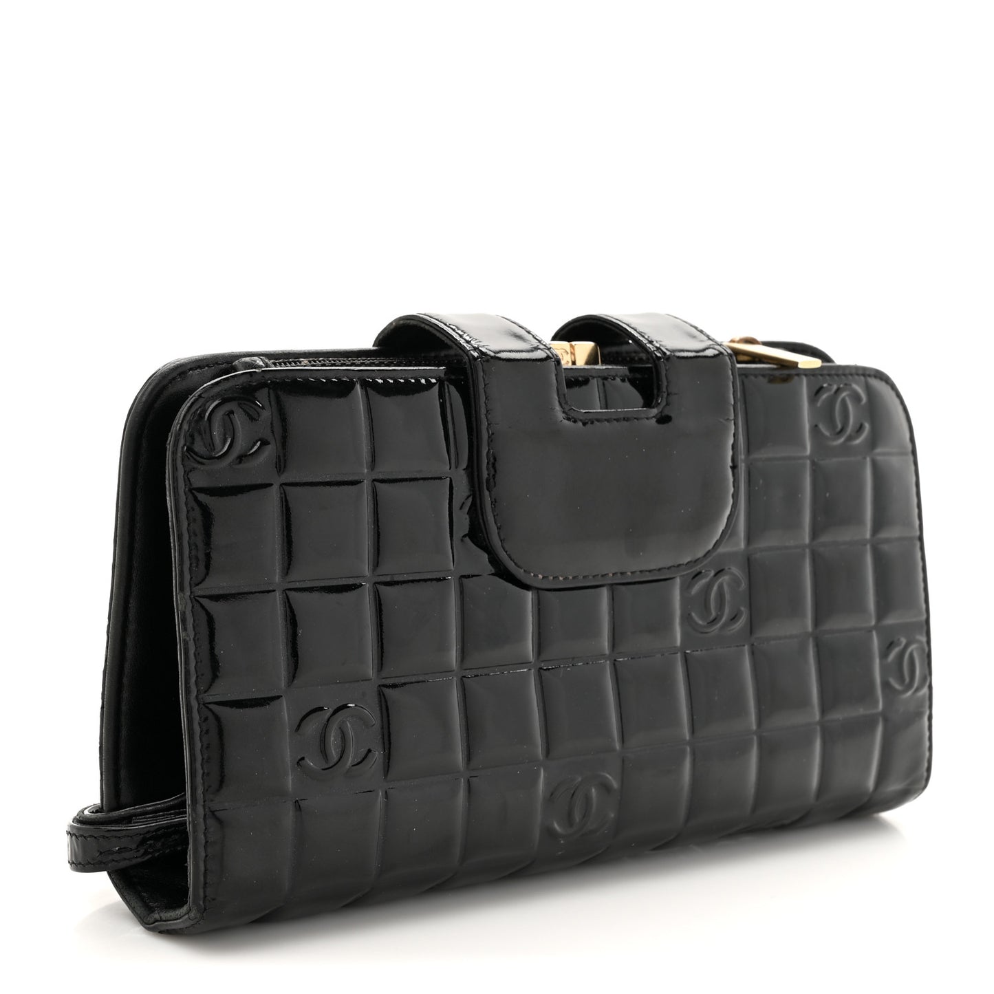 Patent Chocolate Bar Wristlet Wallet Black