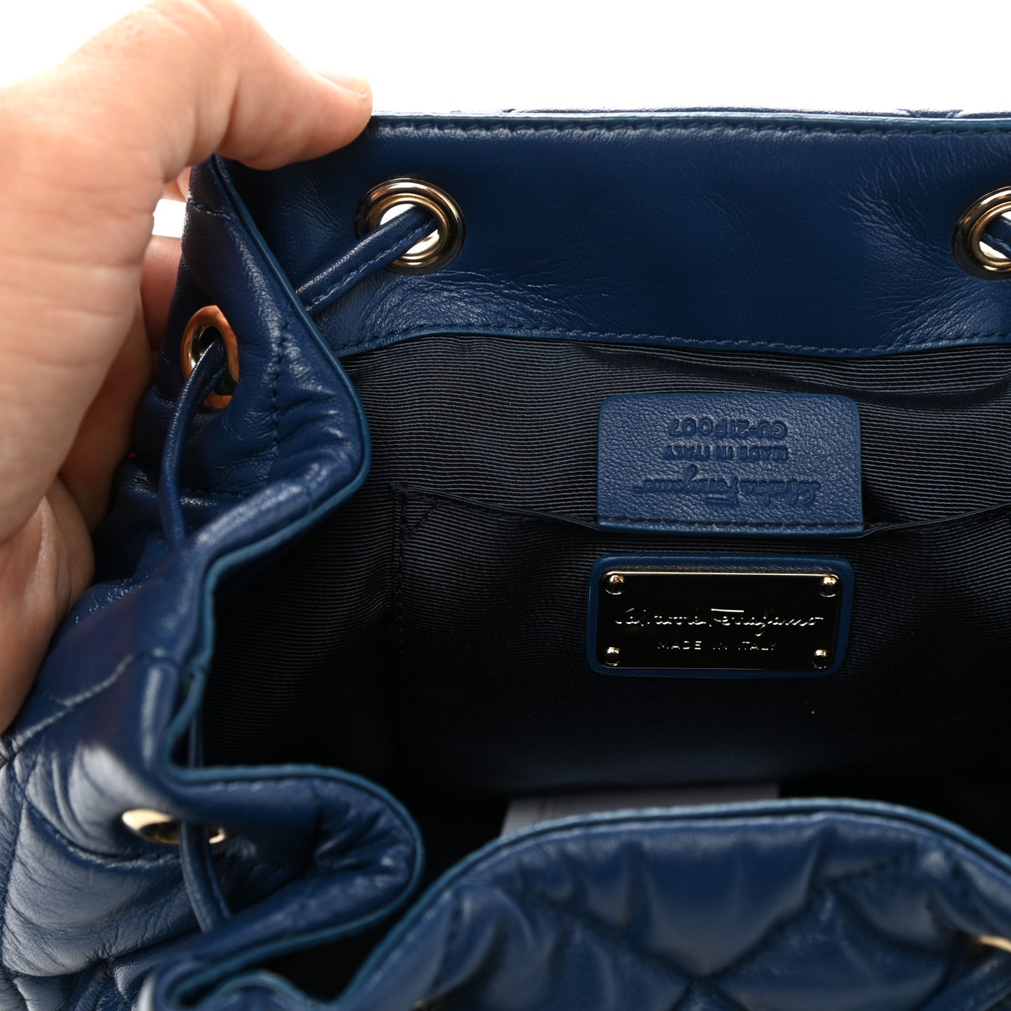 Calfskin Quilted Giuliette Backpack Blue