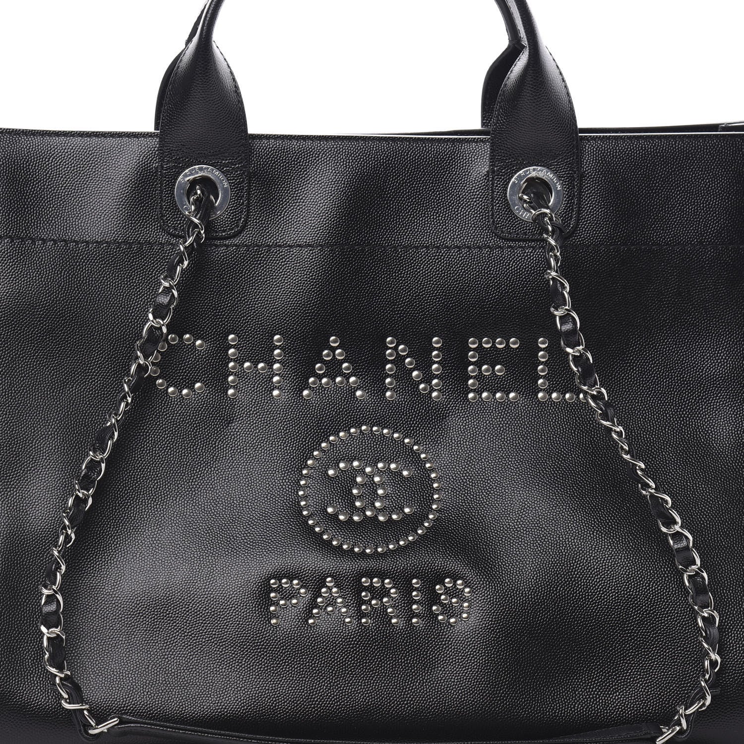 Chanel Caviar Medium Studded Deauville Tote Black 9 of 12