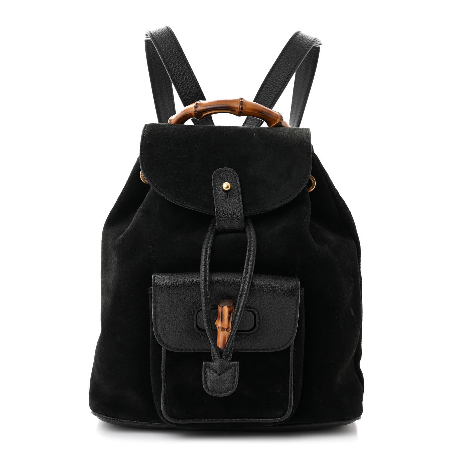 Gucci Calfskin Suede Bamboo Mini Backpack Black 1 of 11