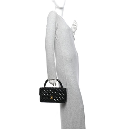 Chanel Patent Quilted Medium Rectangular Kelly Flap Bag Black 2 of 11