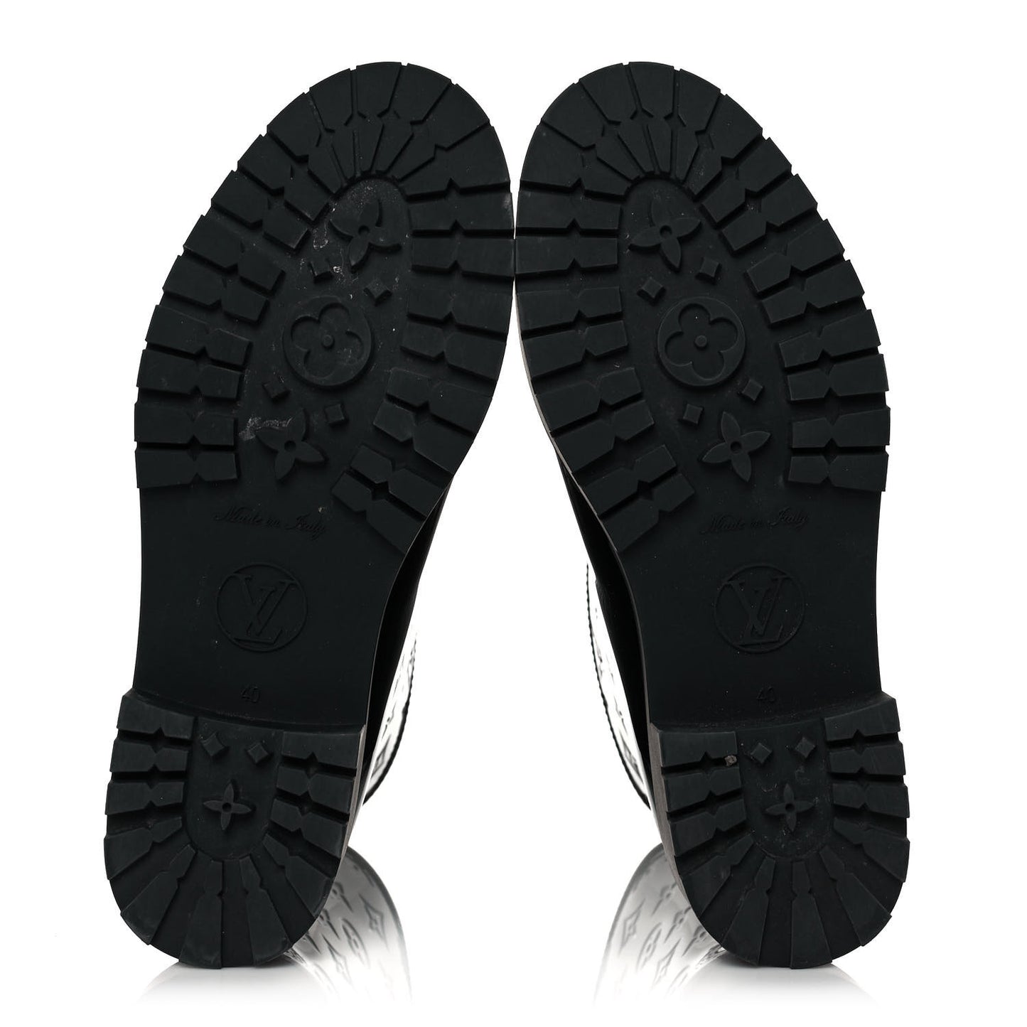 Rubber Embossed Monogram Drops Flat Half Boots 40 Black
