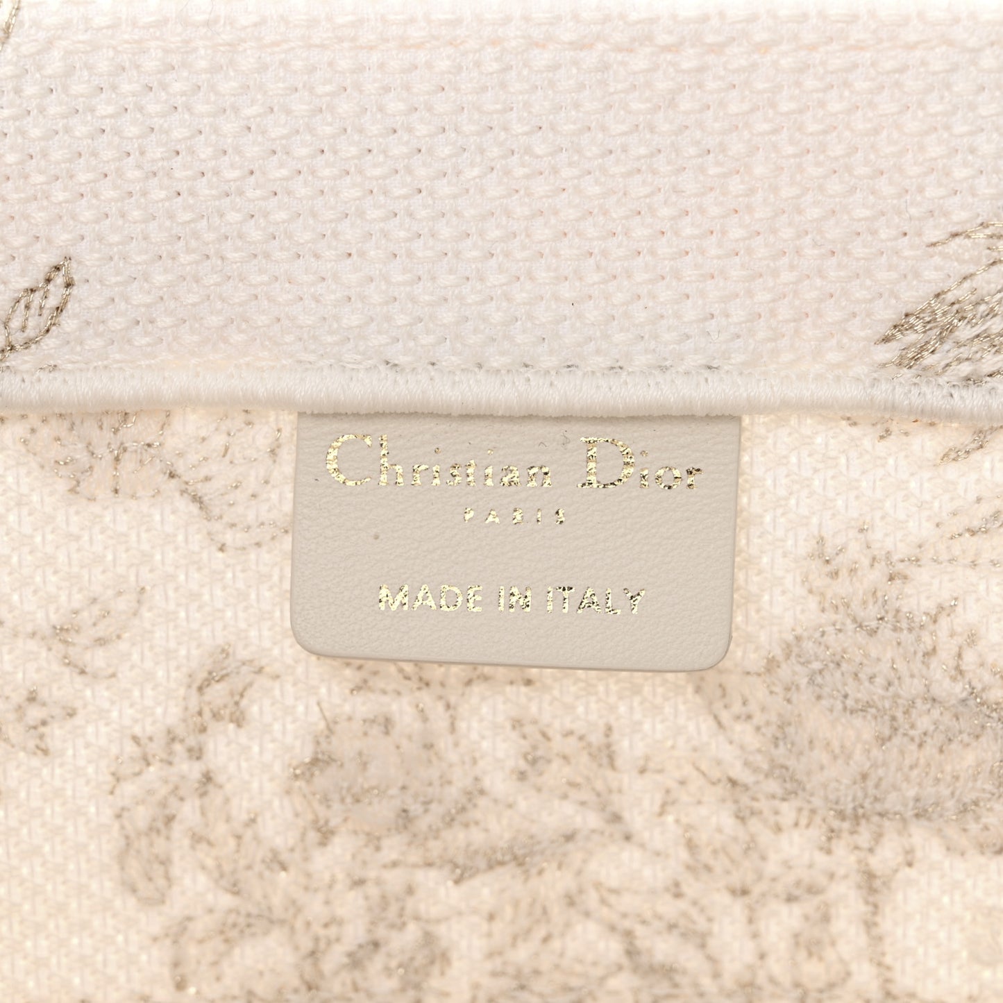 Canvas Embroidered Medium Jardin D'Hiver Book Tote White Gold