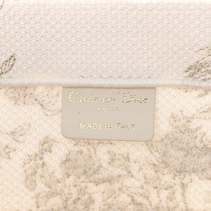 Christian Dior Canvas Embroidered Medium Jardin D'Hiver Book Tote White Gold 5 of 13