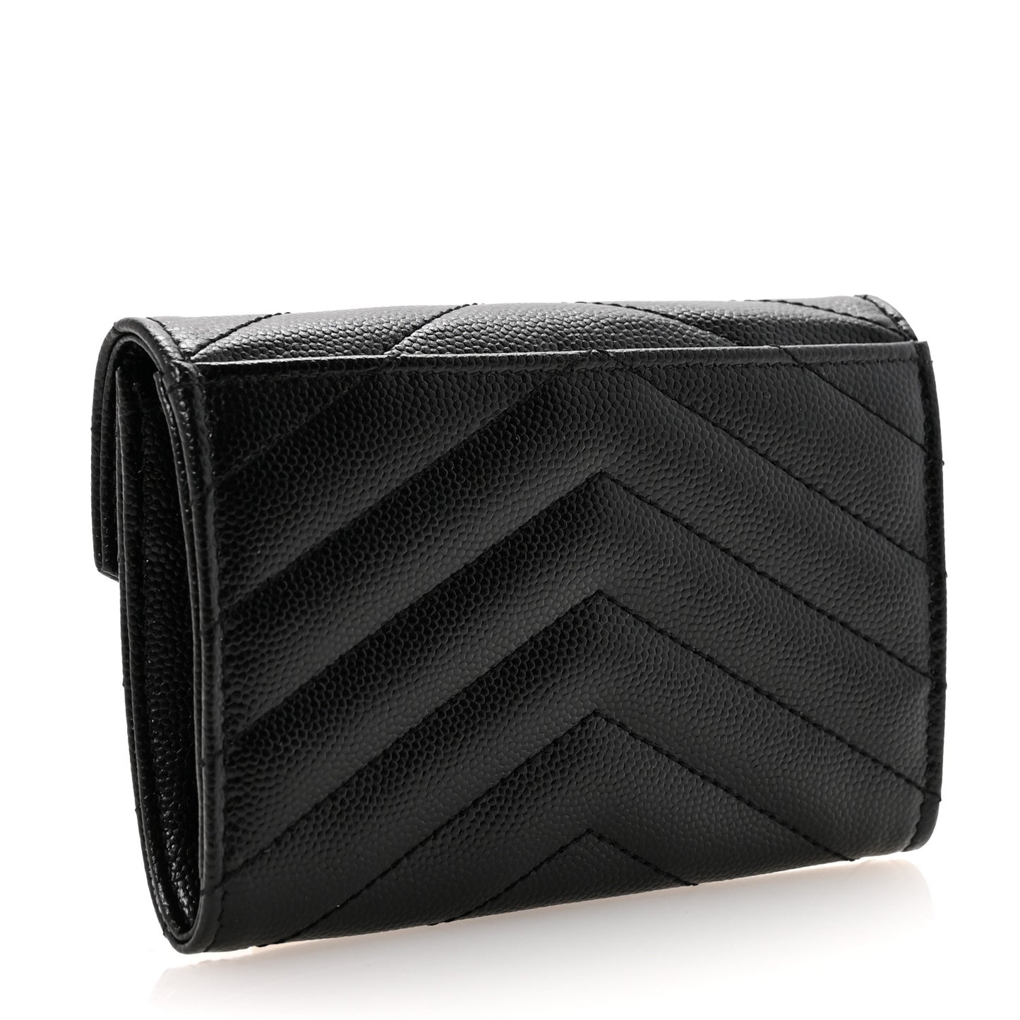 Grain De Poudre Matelasse Chevron Small Monogram Envelope Wallet Black